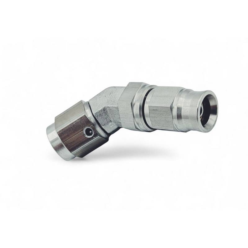 3/8 UNF 45 gr. bremsefitting (hun) med convex sæde til -3 slange. Rustfri stål