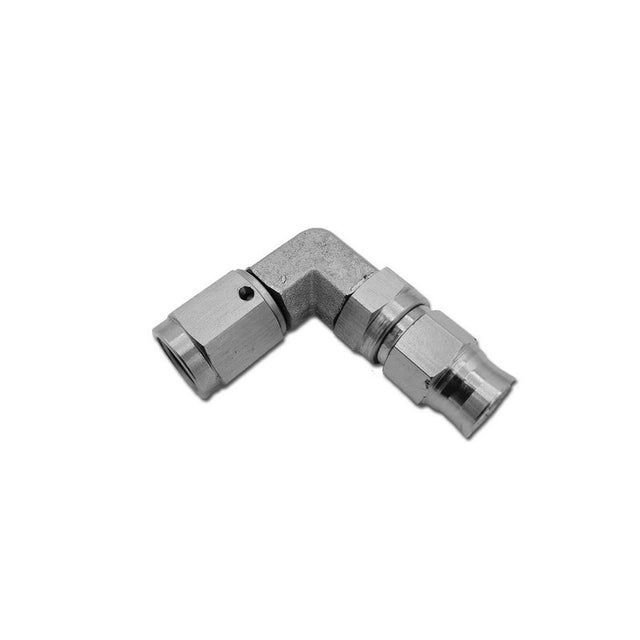 3/8 UNF 90 gr. bremsefitting (hun) med convex sæde til -3 slange. Rustfri stål