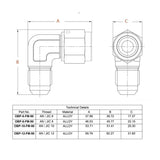 OBP 90gr adapter til fitting. -10JIC (hun-han). Aluminium, sort.