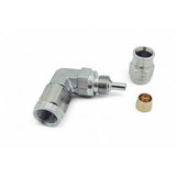 M10x1.0 90 gr. bremsefitting (hun) med convex sæde til -3 slange. Rustfri stål