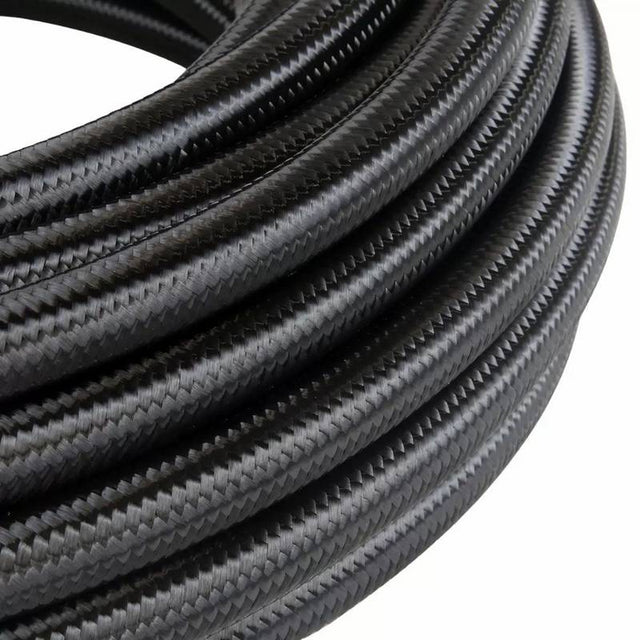 OBP stålarmeret sort teflon højtryksslange til olie/benzin til -12JIC fittings. Pris per meter