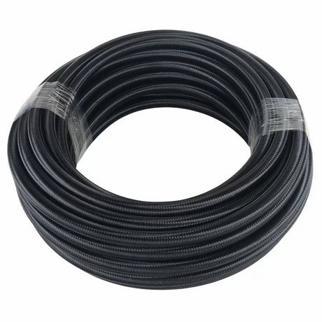 OBP stålarmeret sort teflon højtryksslange til olie/benzin til -4JIC fittings. Pris per meter