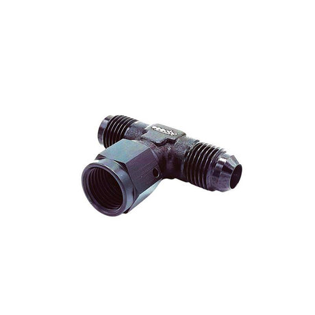 OBP T-stykke adapter til fitting. -12JIC (han-hun-han). Aluminium, sort.