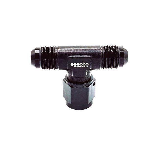 OBP T-stykke adapter til fitting. -8JIC (han-hun-han). Aluminium, sort.