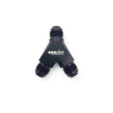 OBP Y-stykke adapter til fitting. -10JIC (han-han-han). Aluminium, sort.