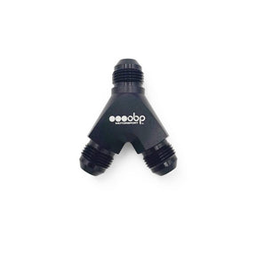 OBP Y-stykke adapter til fitting. -10JIC (han-han-han). Aluminium, sort.