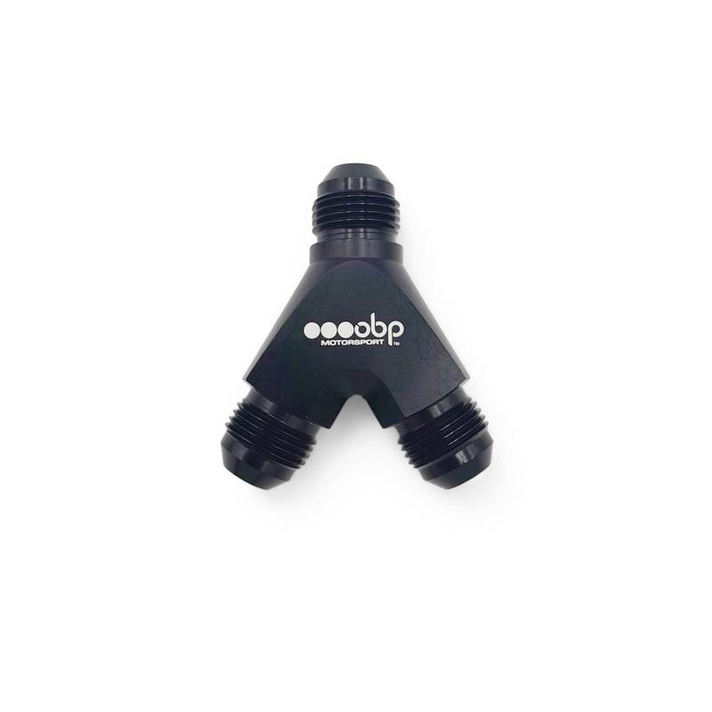 OBP Y-stykke adapter til fitting. -8JIC (han-han-han). Aluminium, sort.