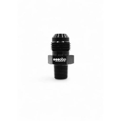 OBP adapter til fitting. -6JIC til 1/4 NPT (han-han). Aluminium, sort.