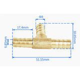 T-stykke 8mm-8mm. Messing