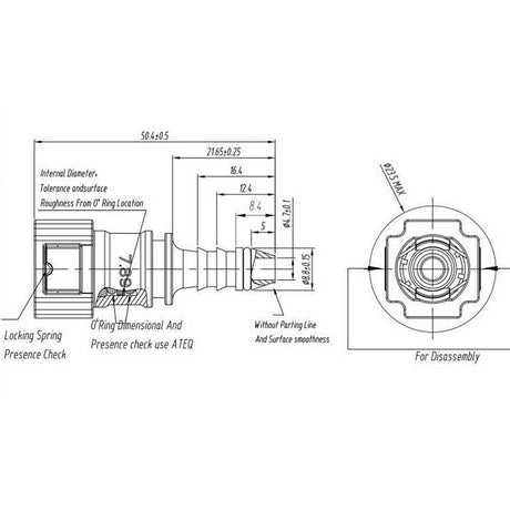 Samlestykke til OE 7,89mm (hun) benzin connector med 8mm studs