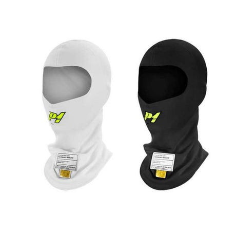 P1 balaclava model Air. One-size. Åbent ansigt. Hvid eller sort. FIA-8856-2018-godkendt