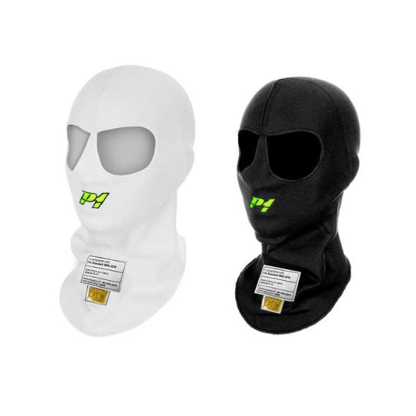 P1 balaclava model Air. One-size. Med øjehuller. Hvid eller sort. FIA-8856-2018-godkendt