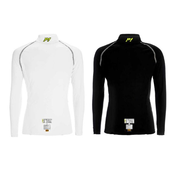P1 langærmet undertrøje Slim Fit model Elite. Hvid eller sort. Str. S-XXL. FIA-8856-2018-godkendt