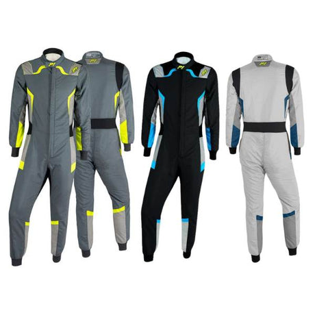 P1 køredragt model Pro-R. Str. 3-7. 3 farve muligheder. FIA-8856-2018-godkendt