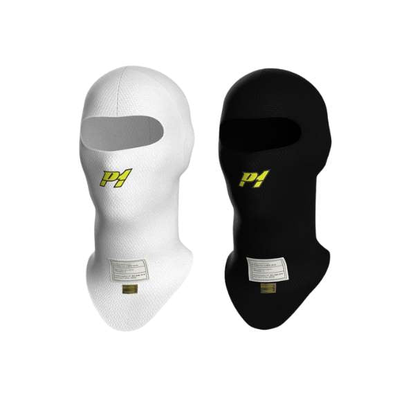 P1 balaclava model X-Flow. Stor model. Åbent ansigt. Hvid eller sort. FIA-8856-2018-godkendt