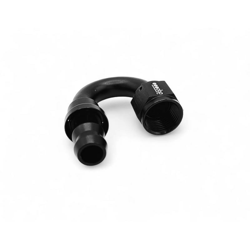 OBP 180gr fitting til -8JIC OBP gummislange. Aluminium, sort.