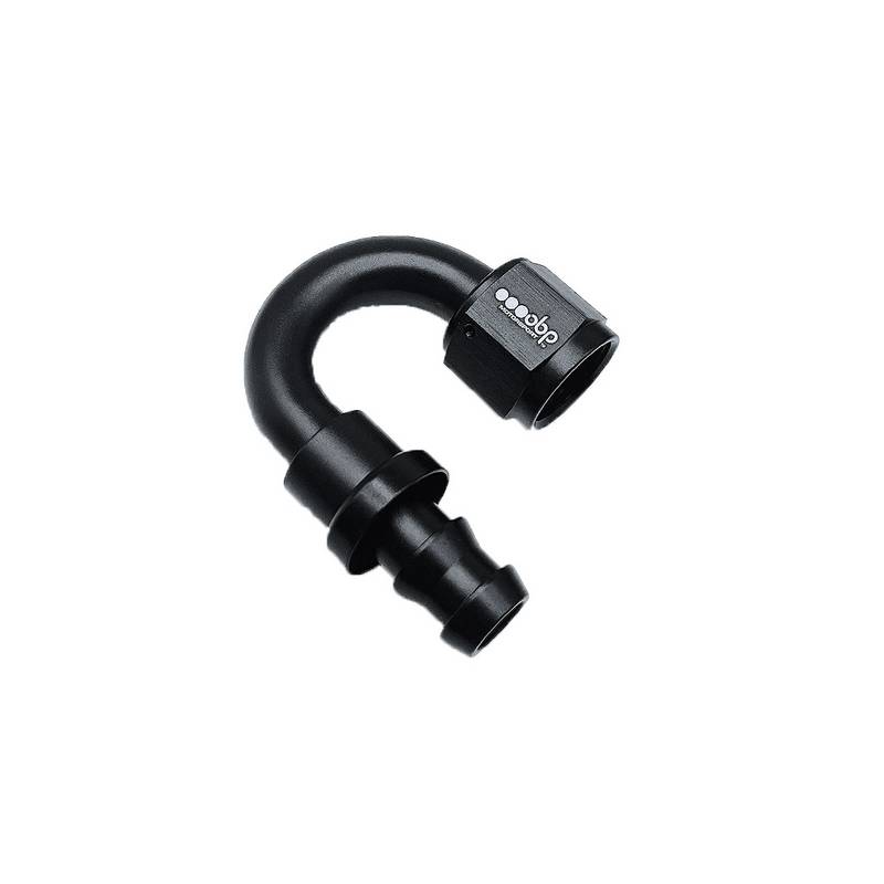 OBP 180gr fitting til -10JIC OBP gummislange. Aluminium, sort.