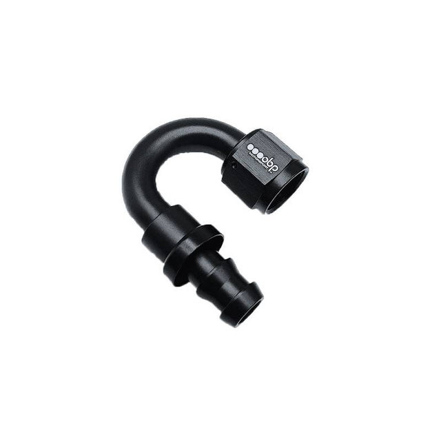 OBP 180gr fitting til -10JIC OBP gummislange. Aluminium, sort.