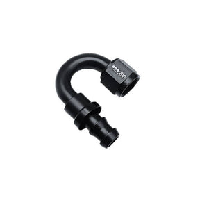 OBP 180gr fitting til -12JIC OBP gummislange. Aluminium, sort.