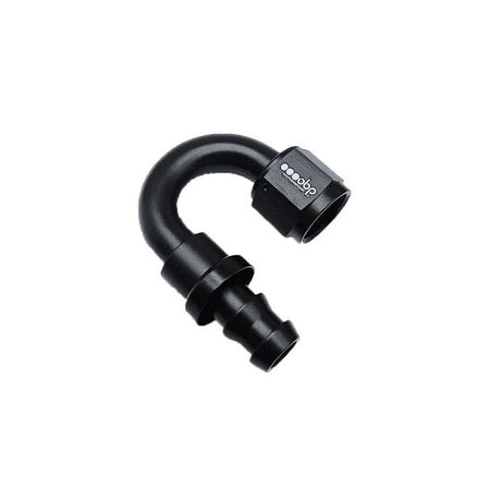 OBP 180gr fitting til -12JIC OBP gummislange. Aluminium, sort.