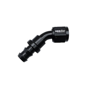 OBP 45gr fitting til -6JIC OBP gummislange. Aluminium, sort.
