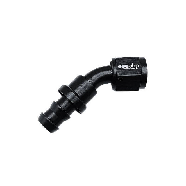 OBP 45gr fitting til -12JIC OBP gummislange. Aluminium, sort.