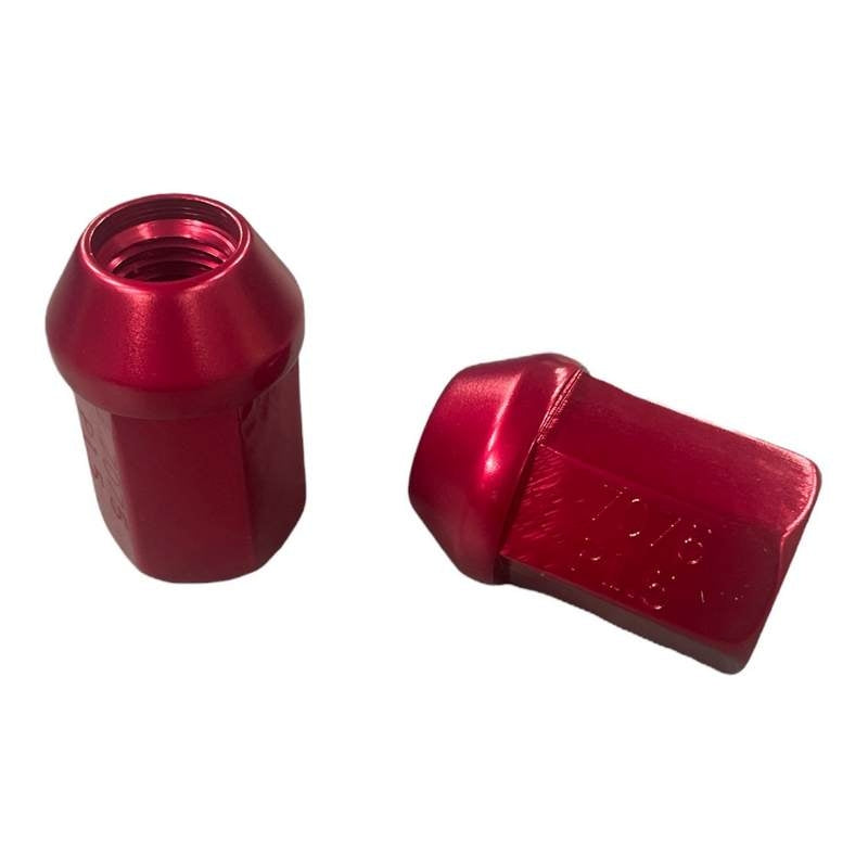 Hjulmøtrik åben 12mm 1.25 Rød spec. 7075 aluminium
