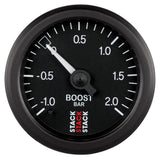 Stack Turbotryk -1.0 til +2.0 Bar (Universal T Fitting) ur. 52mm mekanisk. 270° skala.