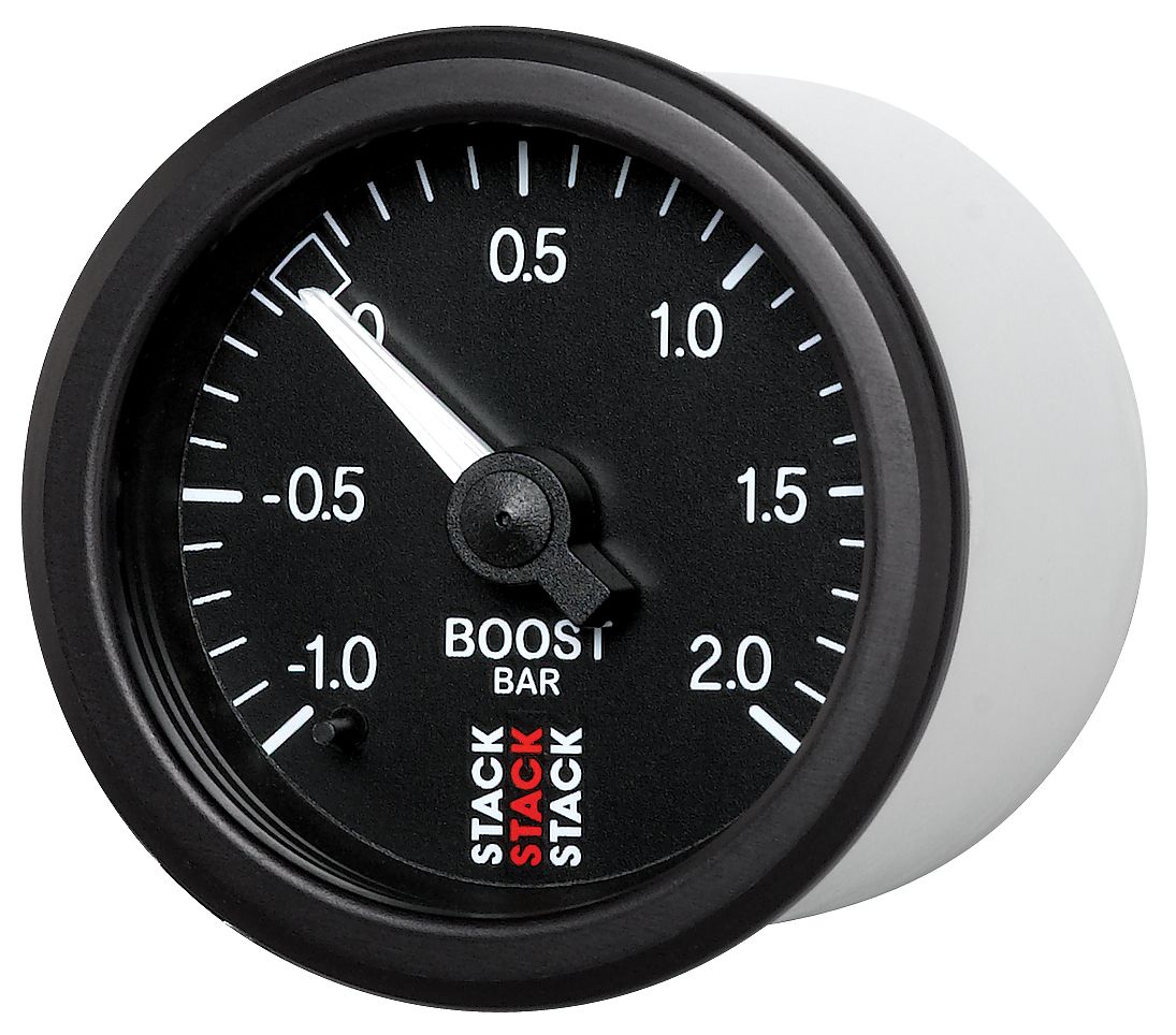 Stack Turbotryk -1.0 til +2.0 Bar (Universal T Fitting) ur. 52mm mekanisk. 270° skala.