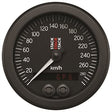 Stack speedometer 80 mm. 0-290 km/t. GPS-styret, hvidt baggrundslys og oplyst nål. Sort baggrund