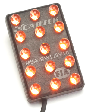 Cartek regnlygte (LED). Horisontal montering. 56x90mm. FIA godkendt