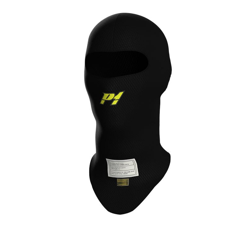 P1 balaclava model X-Flow. Sort. Ekstra stor model. Åbent ansigt. FIA-8856-2018-godkendt