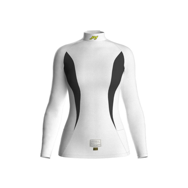 P1 langærmet undertrøje dame model X-Flow. Hvid eller sort. Str. S-XL. FIA-8856-2018 godkendt