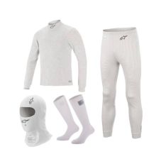 Alpinestars hvidt undertøjssæt model Race (undertrøje, underbukser, strømper og balaclava). FIA-8856-2018 godkendt - Nyheder