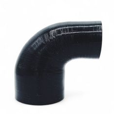 Silikoneslange reducerende 90 gr. bøjning med 32/28mm indvendig diameter. Benlængde 102 mm. Sort - 90 graders