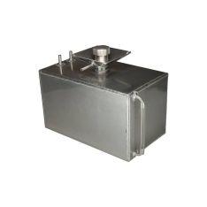 OBP benzintank med tragt. 18 liter. Aluminium. 10mm fittings. 150mm x 250mm x 490mm - OBP benzintanke og tilbehør