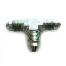 T-stykke adapter til fitting. -3JIC (3/8 UNF) (han-han-han). Stål - Bremsefittings med 3/8 gevind (-3JIC)