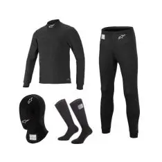Alpinestars sort undertøjssæt model Race (undertrøje, underbukser, strømper og balaclava). FIA-8856-2018 godkendt - Alpinestars undertøj