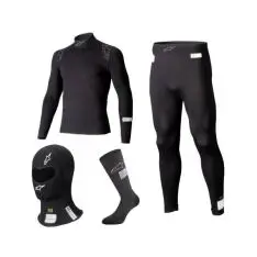 Alpinestars sort undertøjssæt model ZX (undertrøje, underbukser, strømper og balaclava). FIA-8856-2018 godkendt - Alpinestars undertøj