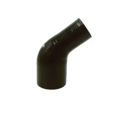 Silikoneslange reducerende 45 gr. bøjning med 19/16mm indvendig diameter. Benlængde 102 mm. Sort - OBP silikoneslanger