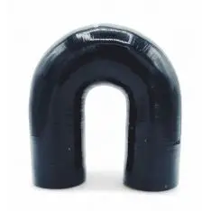 Silikoneslange 180 gr. bøjning med 38mm indvendig diameter. Benlængde 102 mm. Sort - OBP silikoneslanger