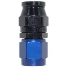 Lige fitting (hun) til -6 teflonslange (TFE6C). Aluminium, sort og blå - 
